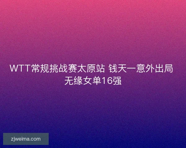 WTT常规挑战赛太原站 钱天一意外出局 无缘女单16强