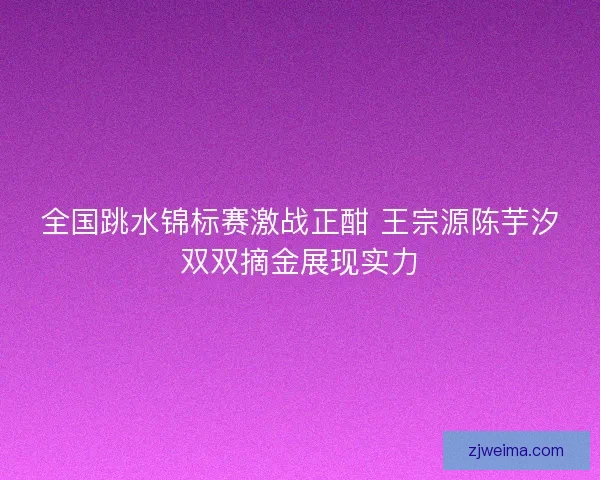 全国跳水锦标赛激战正酣 王宗源陈芋汐双双摘金展现实力